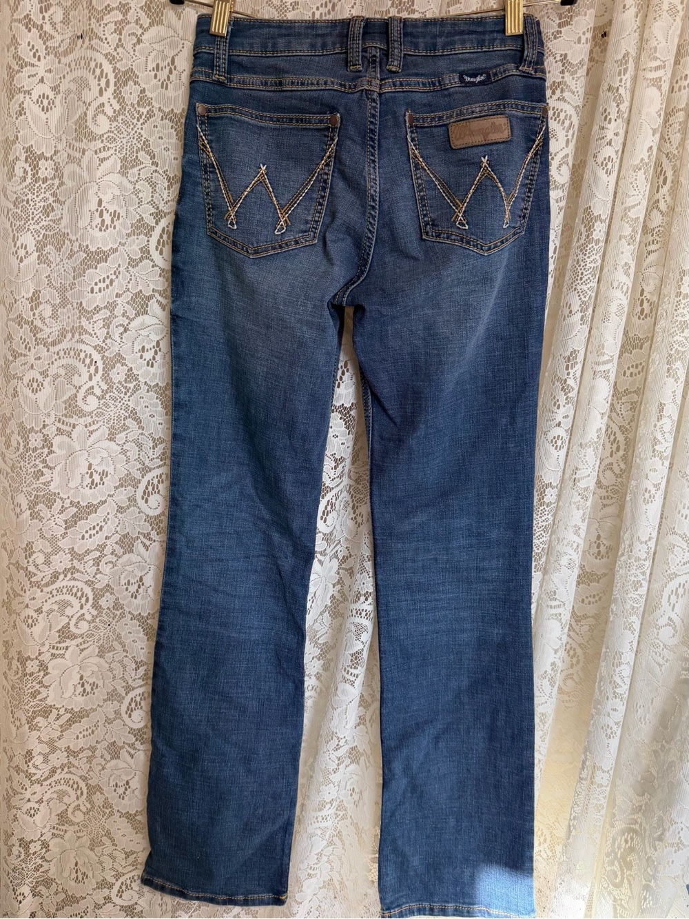 Wrangler Retro Dark Blue Mid Rise Mae Bootcut Jeans